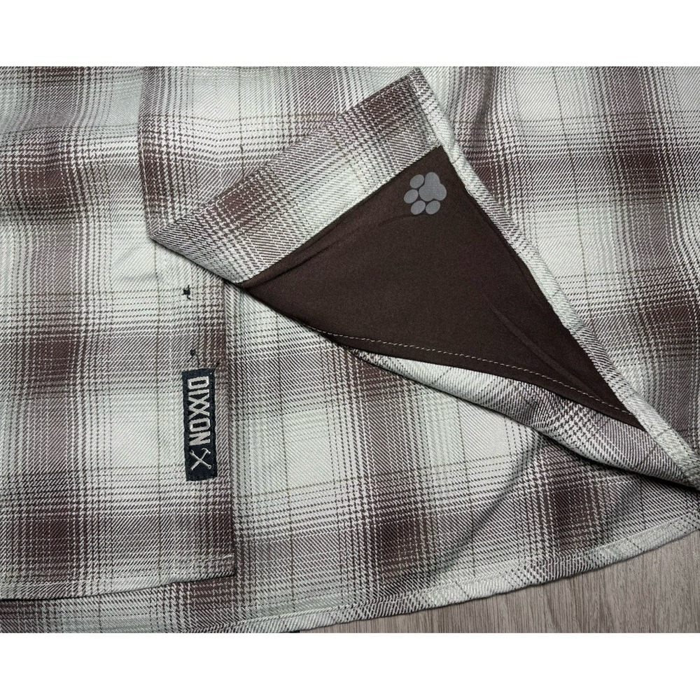 DIXXON Flannel Ordinance Men's‎ 2X Snap Button Brown Khaki Tan Plaid Shirt NWT - Picture 7 of 10